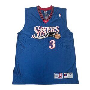 Vintage Champion Philadelphia Sixers Allen Iverson Authentic Jersey XL